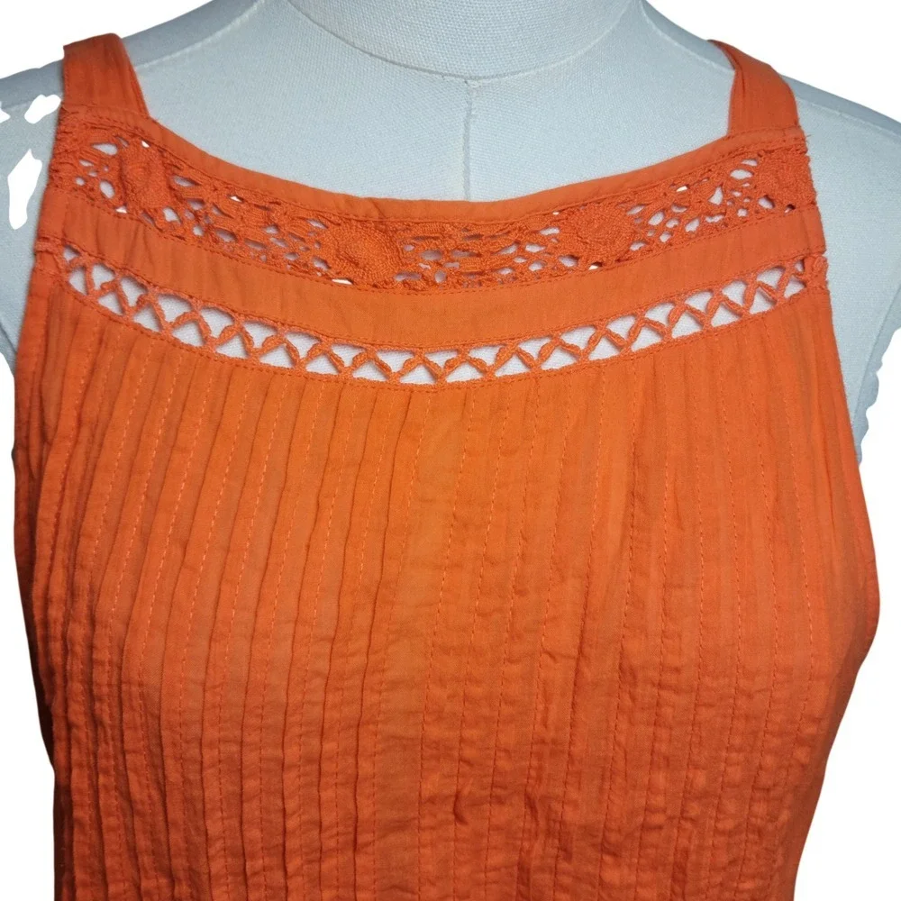Free People Constant Crush Lace Tank Top Orange Boho Summer Cottagecore Small